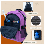Sac à dos avec 5 compartiments, port USB pour ordinateur portable et téléphone