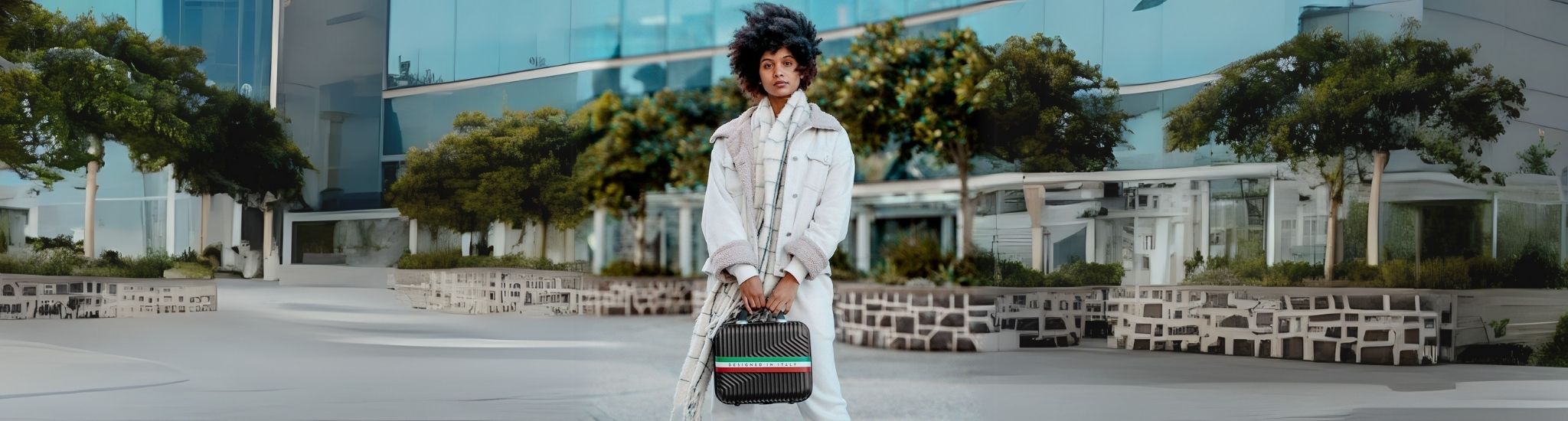 Video banner featuring the Roma luggage set in an urban environment, highlighting its refined silhouette, durable build, and Italian-inspired elegance for modern travel