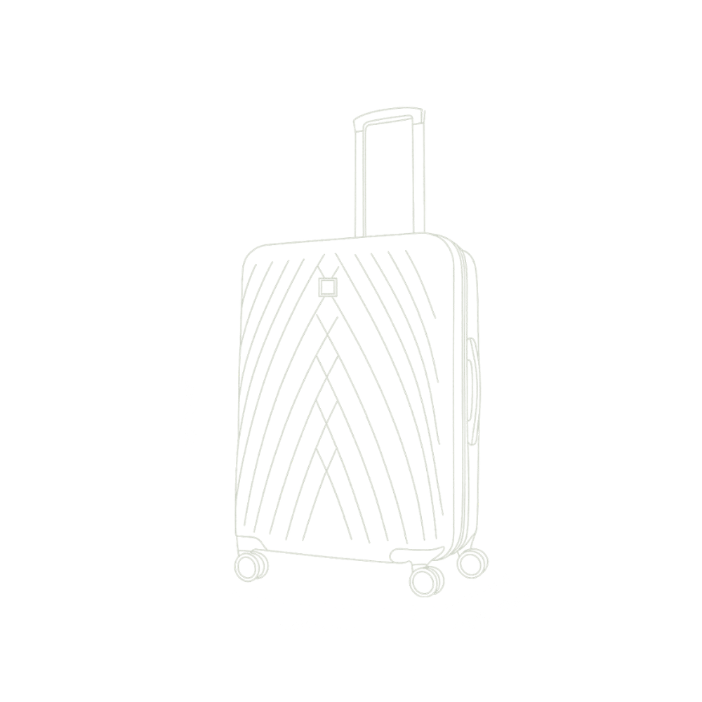 Size diagram of the Lisbon hardshell luggage set with labeled height, width, and depth dimensions—providing a clear visual reference to help travelers assess packing capacity and space requirements