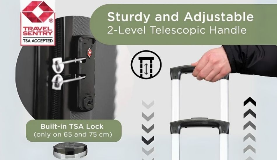 Close-up feature image of the Milan luggage’s TSA-approved lock integrated into the top shell, emphasizing secure zipper alignment and sleek, built-in protection for travel-ready peace of mind