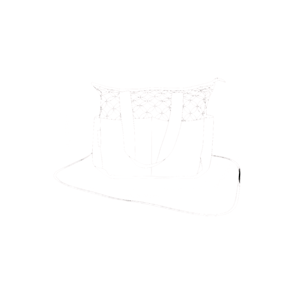 Size diagram of the Navy Diaper Bag with labeled height, width, and depth—presented in a clear front-facing layout to highlight its spacious form, structured design, and practical proportions for everyday parenting essentials
