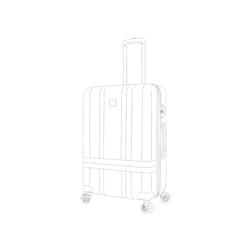 Side-by-side size diagram comparing the Paris and Bali hardshell luggage sets, each with clearly labeled height, width, and depth—designed to offer a visual sizing reference for shoppers choosing between the two styles