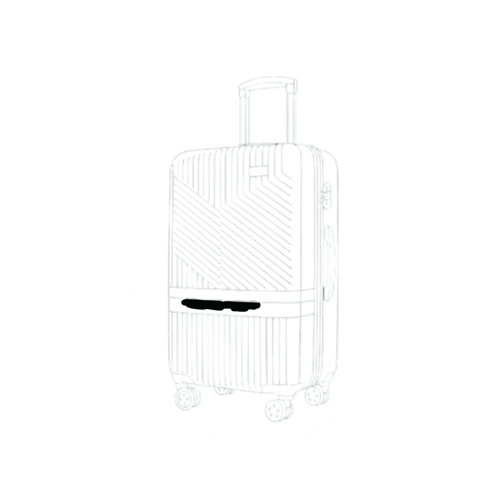 Alternate size diagram of the Roma hardshell luggage set with clearly labeled height, width, and depth dimensions—providing a clean, visual reference for travelers comparing suitcase sizes