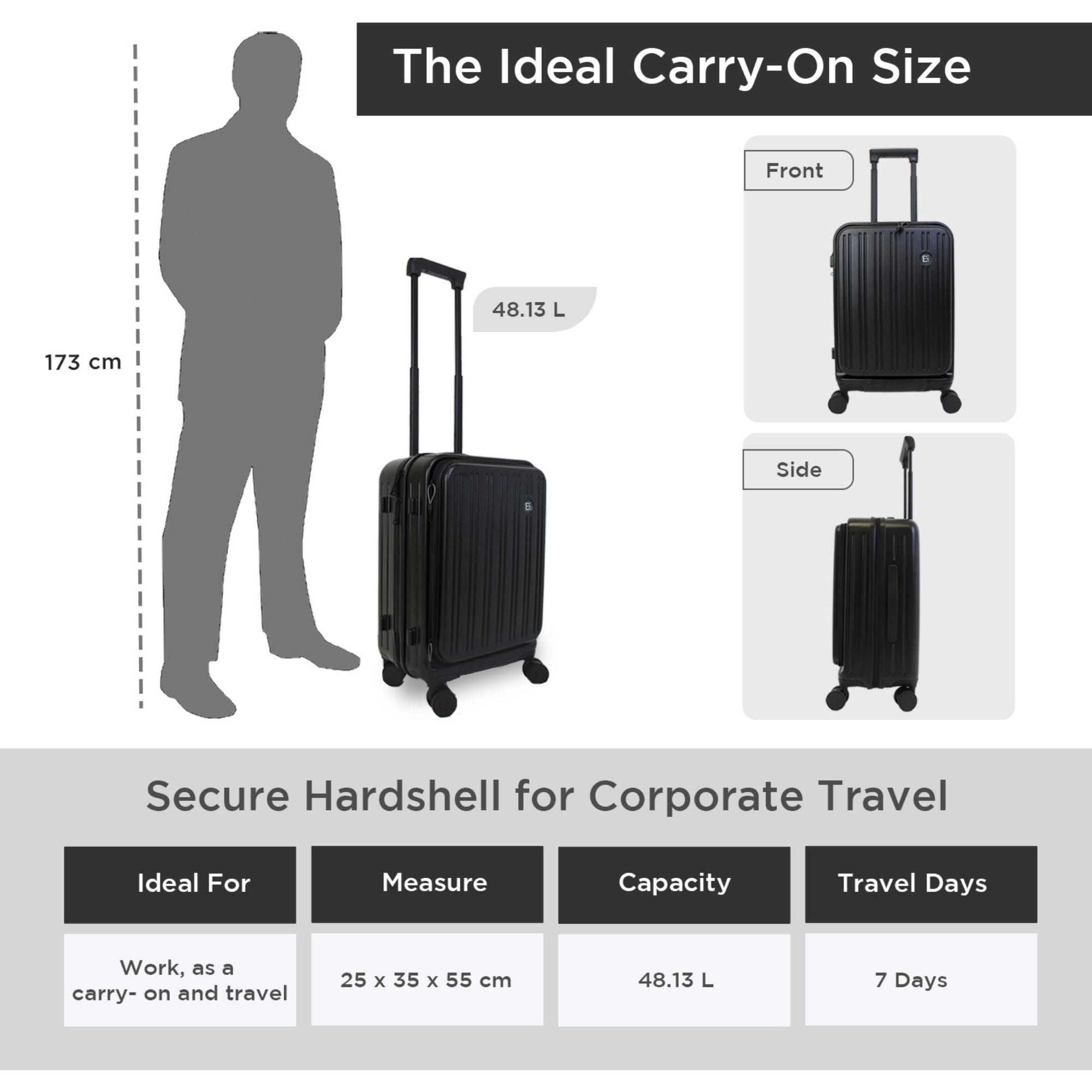 Feature image highlighting the Seattle hardshell luggage’s internal capacity with a wide-open view of its spacious interior, illustrating how it accommodates clothing, shoes, and travel essentials—designed to convey real-life packing volume and utility