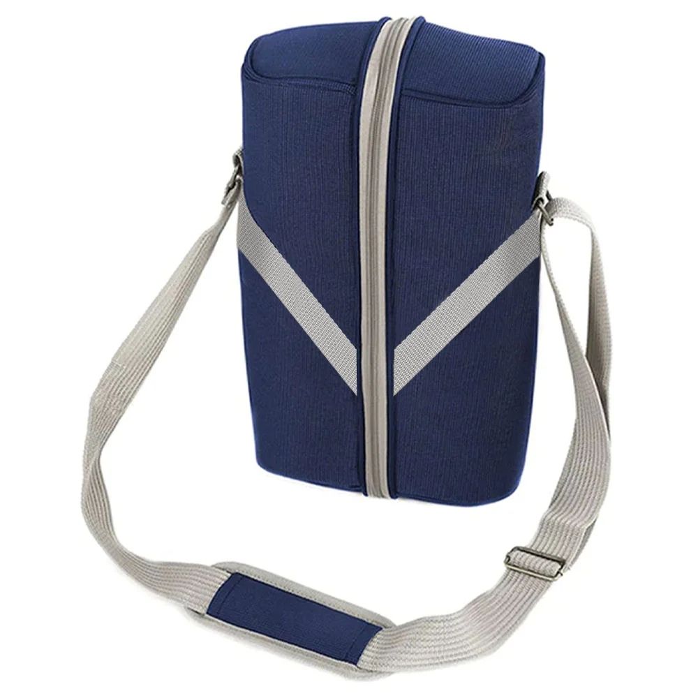 Studio image of the 2-Person Deluxe Wine Cooler Bag shown closed with adjustable padded strap—emphasizing its compact form, durable exterior, and travel-ready design