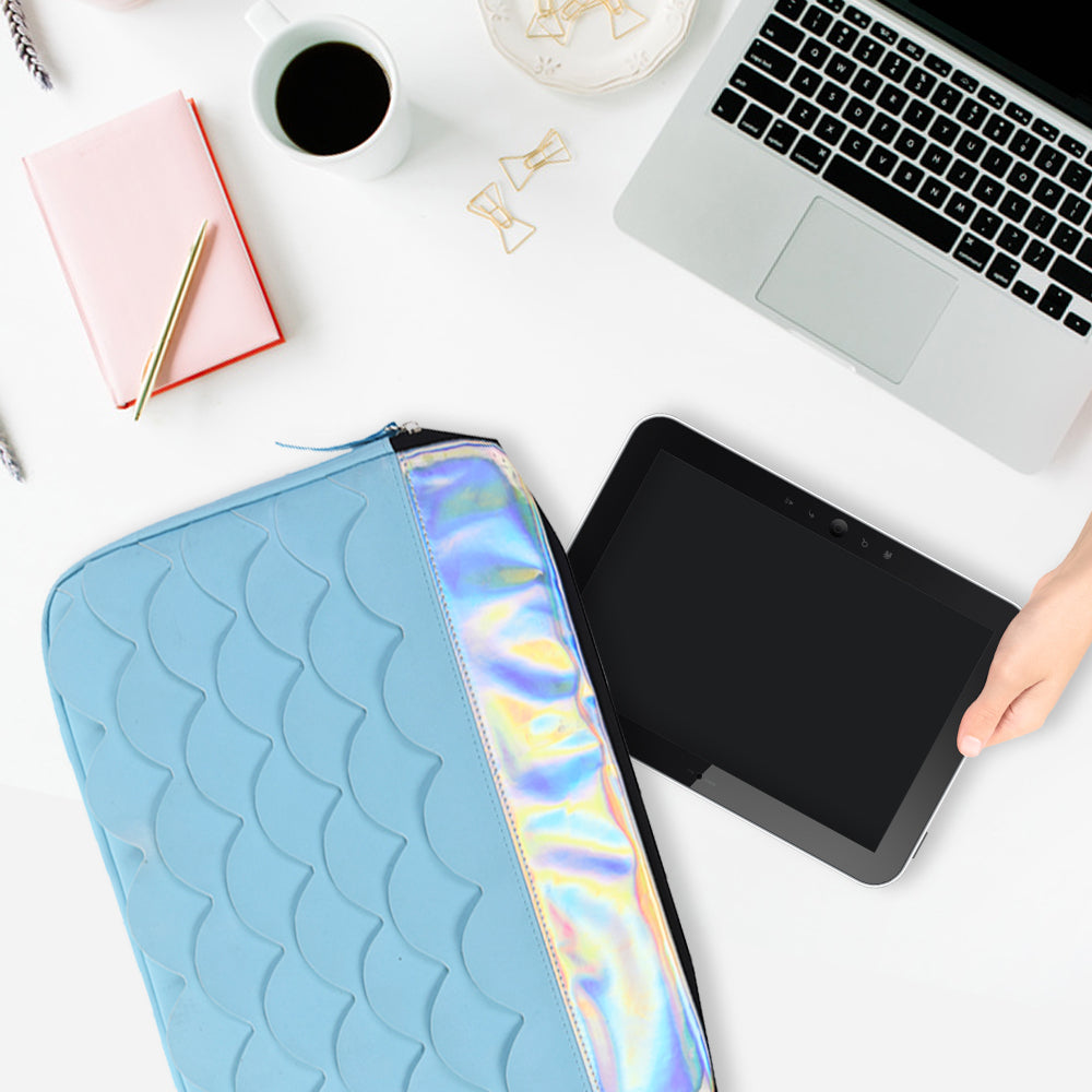 Large Mermaid Design Storage Bag - Pink - Large Mermaid Design Storage Bag - MC1000900 - Our large laptop and storage bag features an elegant pink design with sequence and a blue design with leather-like fabric. It is water-resistant and has a soft fur-like interior to keep our laptop or tablet from being scratched. Perfect for holding accessories.