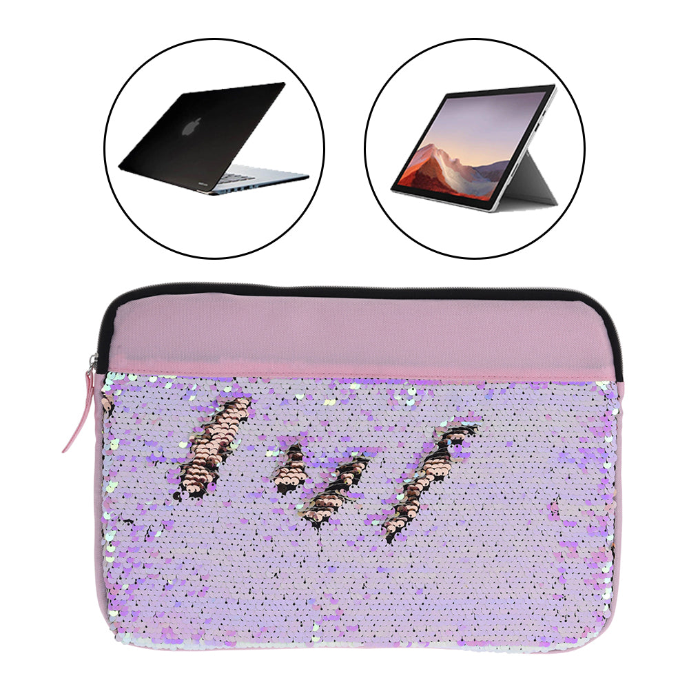 Large Mermaid Design Storage Bag - Pink - Large Mermaid Design Storage Bag - MC1000900 - Our large laptop and storage bag features an elegant pink design with sequence and a blue design with leather-like fabric. It is water-resistant and has a soft fur-like interior to keep our laptop or tablet from being scratched. Perfect for holding accessories.
