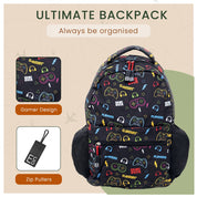 Colorful Designer Student Backpack - Gamer Design