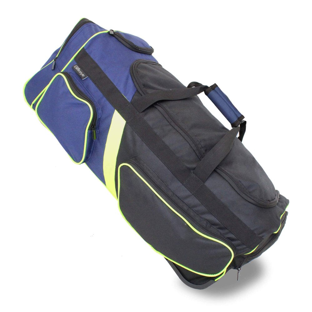 Studio cover image of the Roller Duffel bag, front-facing with clean lighting to emphasize its rugged silhouette, eco-friendly build, and smooth-glide wheel system